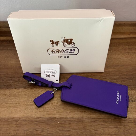 Coach Handbags - Coach Ultraviolet Purple Leather Luggage Tag New with Box